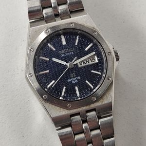 COPY - Seiko SQ 100 Day date Royal Oak style watch